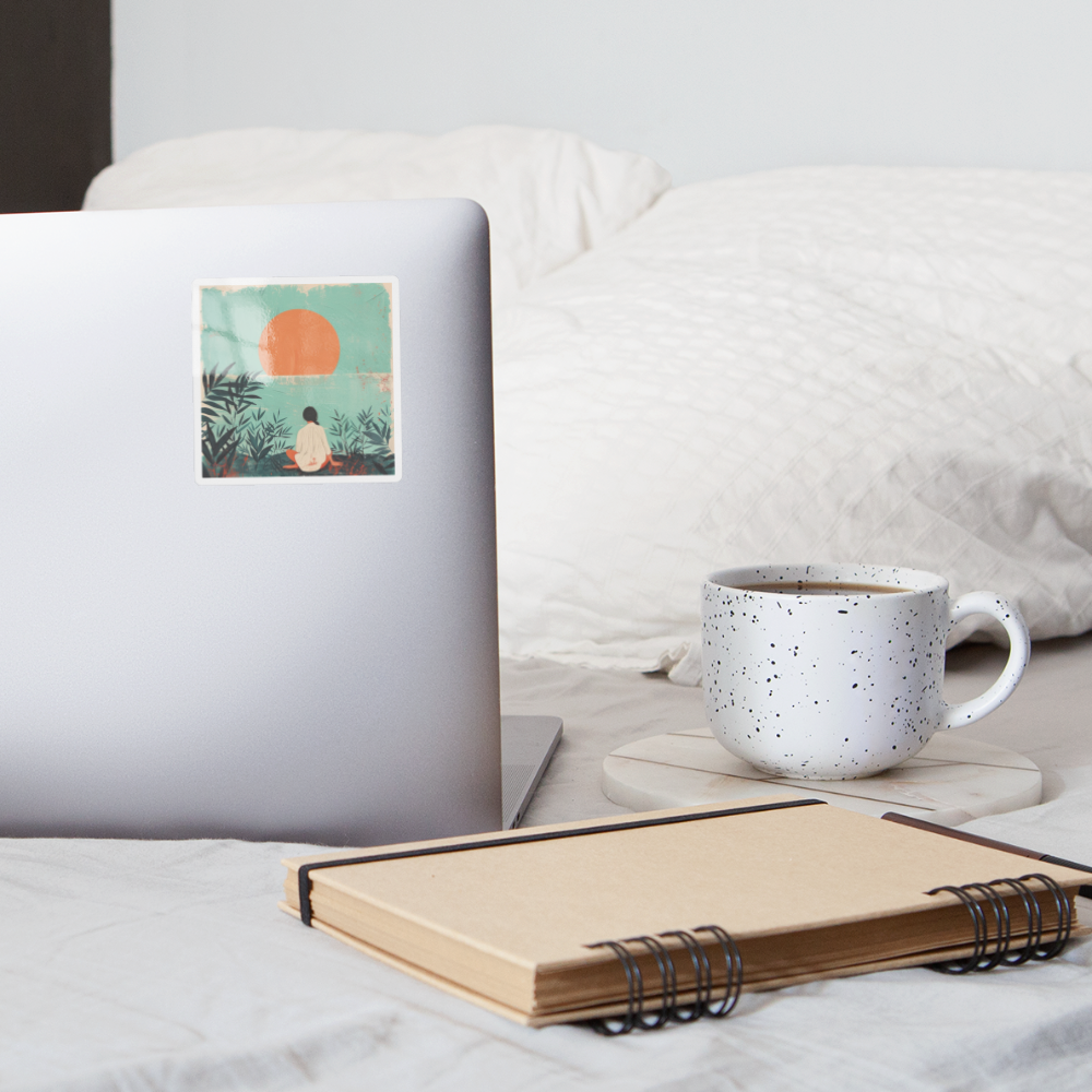 "Sunset Serenity" BOHO style Sticker - white glossy