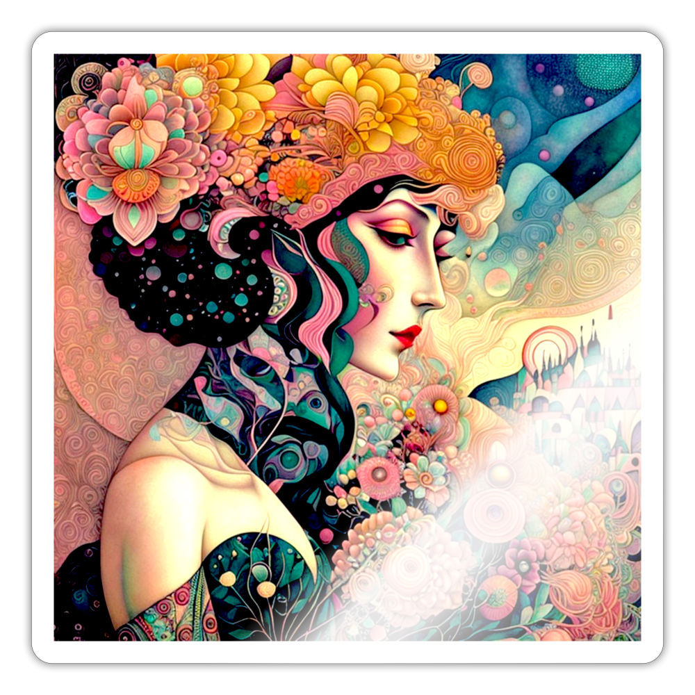 "Art Nouveau Dreamscape" Sticker - white glossy