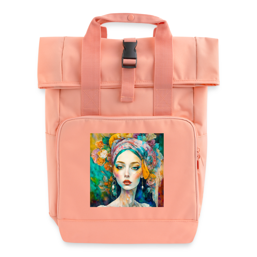 "Ethereal Boho Elegance" Roll Top Backpack with Two Handles - chintz rose