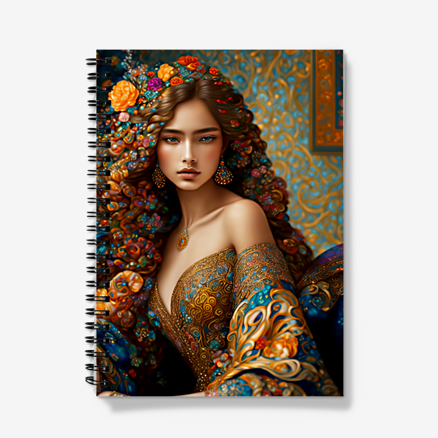 woman flowers spiral bound notebook