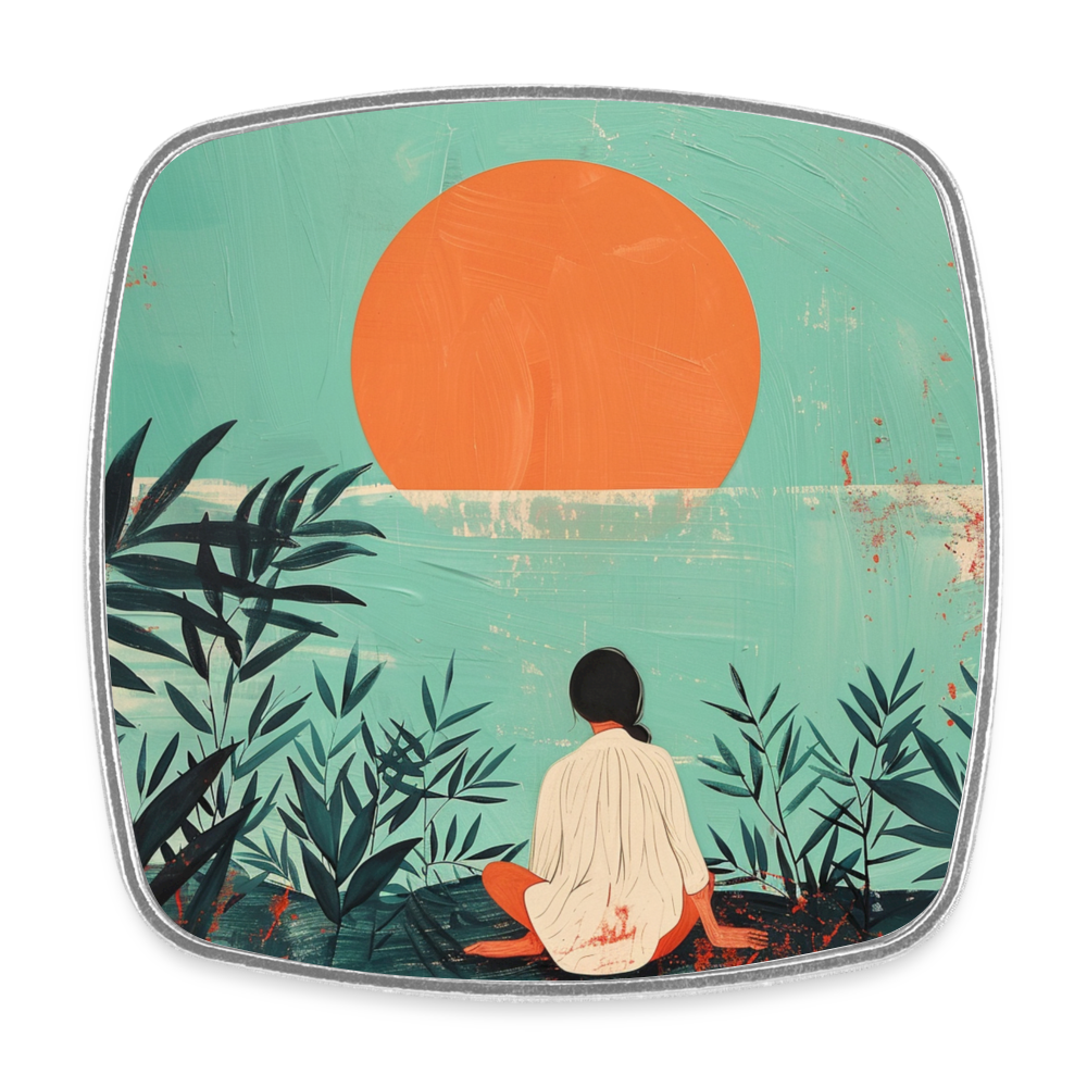 "Sunset Serenity" Square fridge magnet - white